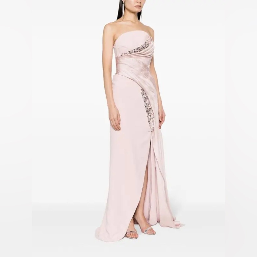 Gaby Charbachy Crystal-Embellished Bandeau Gown Sz 42